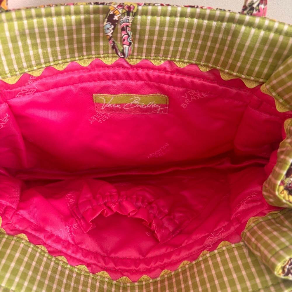 Vera Bradley Purse Handbag Paisley Green Quilted Pink Bag - Picture 9 of 9